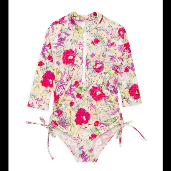 NWOT Zimmermann Girl's Clover Zip-Up One-Piece Swimsuit - Picture 1 of 6